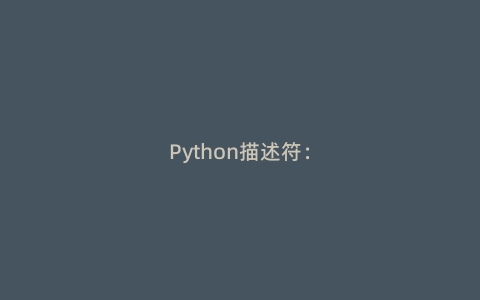 Python描述符：属性访问的底层魔法