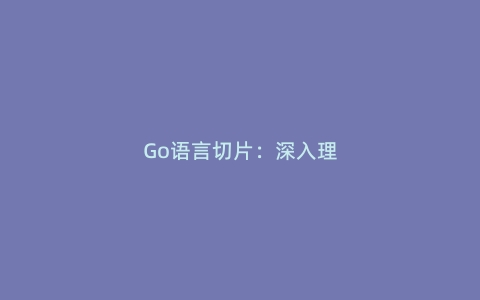 Go语言切片：深入理解内存管理